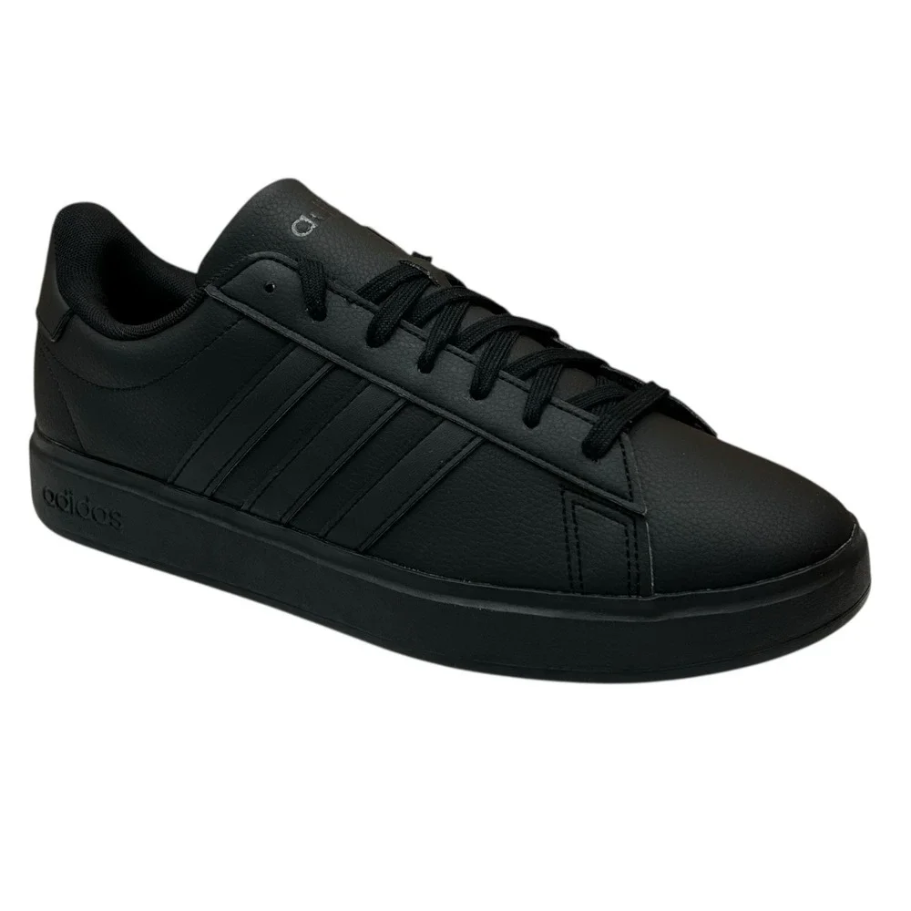 Adidas Men's Grand Court 2.0 Low Top Casual‎ Sneakers Size 8.5 Solid Black Shoes